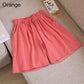 Summer Thin Section Breathable Cotton and Linen Shorts Women's Large Size Home Linen Five Points Loose Wide-leg Pants