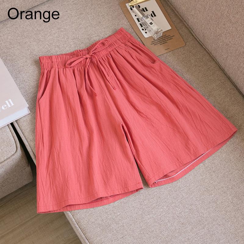 Summer Thin Section Breathable Cotton and Linen Shorts Women's Large Size Home Linen Five Points Loose Wide-leg Pants
