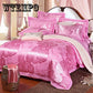 Jacquard Bedding Set Luxury Satin Bed Set Duvet Cover King Queen Bedclothes Bed Linen Sets