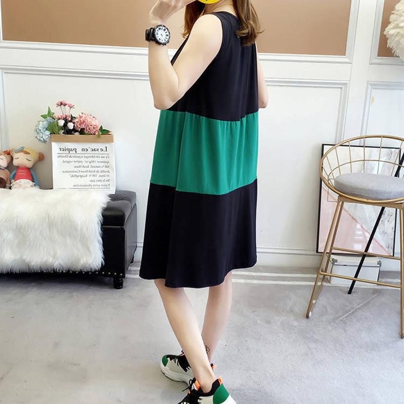 M-XXXXL Yellow red green Summer 3Color Matching Nightdress Loose Comfortable Sweet Cute Sexy Over The Knee Plus Size Tracksuit Vest Skirt Daily