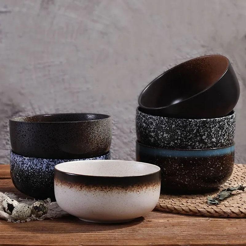Japanese-style Ceramic Bowl Creative Tableware Household Rice Bowl Noodle Bowl Student Instant Noodle Bowl Big Bowl Soup Bowl Fruit Bowl