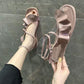 Sandals Women's Large Size Summer Lotus Leaf Fairy Style Flat Bottom All-match Word with Low-heeled Roman Shoes
