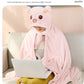 Cartoon Lazy Nap Blanket Shawl Cloak Cloak Office Air Conditioning Blanket Coral Fleece Cover Leg Blanket Soft and Warm Double-sided Plus Fleece