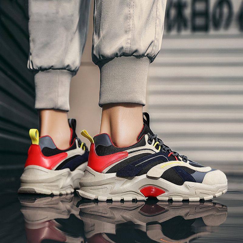 Sports Men's Shoes Fashion Mesh Shoes Platform Casual Breathable Non-slip Shoes Outdoor Running Shoes