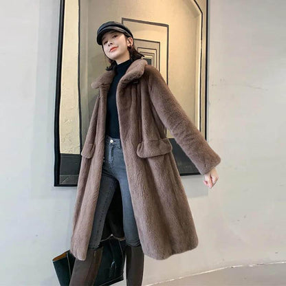 Mink Velvet Coat Women's Mid-length Faux Fur Coat Quilted Thickened Women's Coat