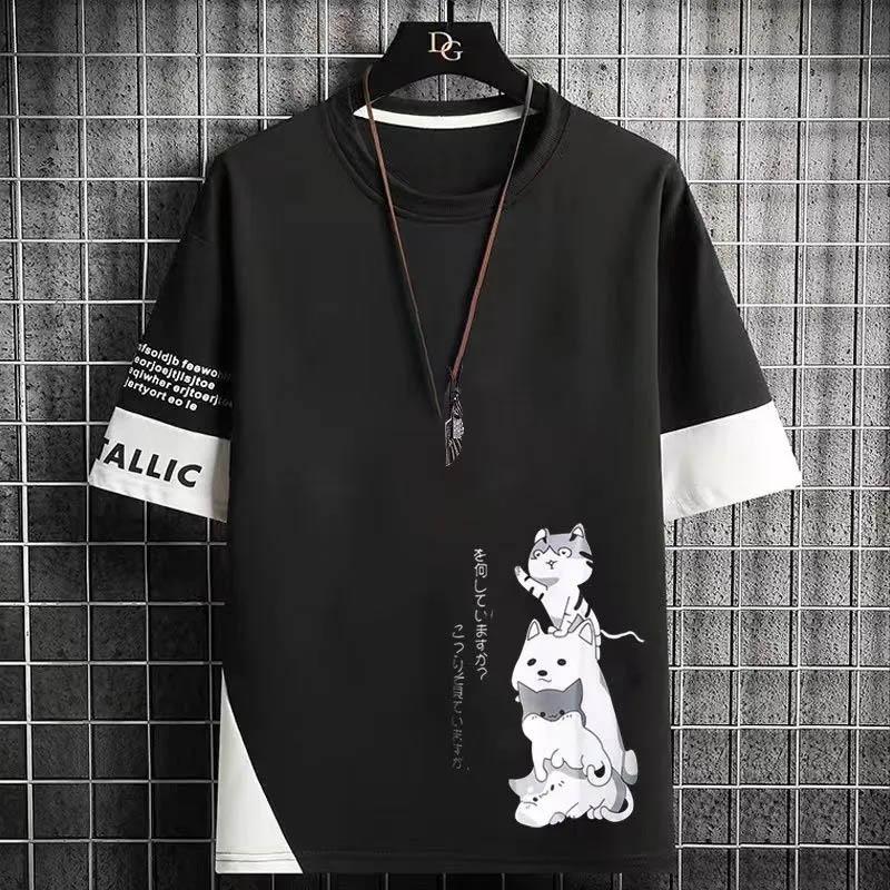 Short-sleeved T-shirt Men's Summer Half-sleeved Men's Ice Silk T-shirt Loose Handsome Short-sleeved Top