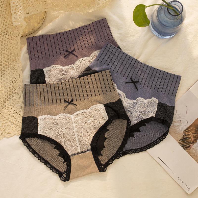 3 Pairs of Abdomen and Buttocks Women's Panties Bacteriostatic Cotton Crotch Breathable Briefs Sexy High Waist Graphene Antibacterial Body Underwear