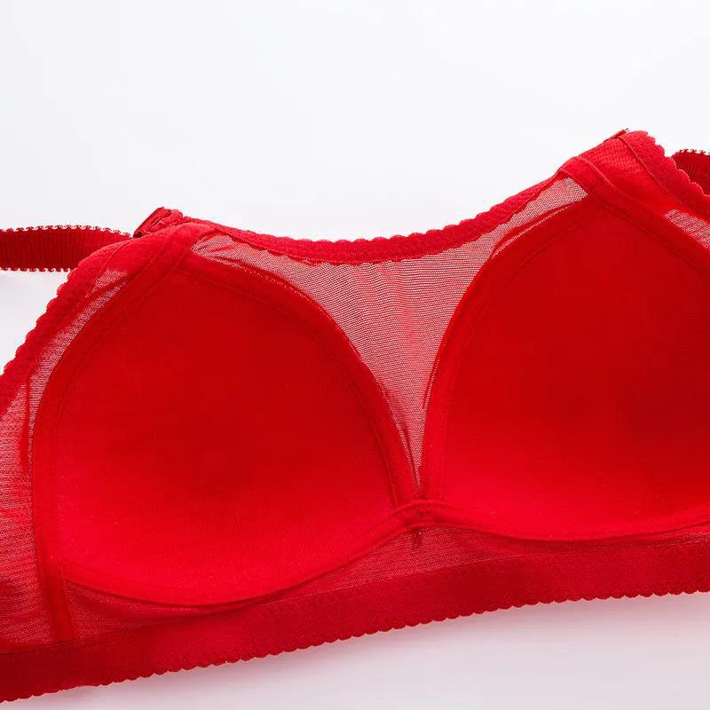 Thin Anti-sagging Gather Beautiful Back Full Cup Bra Without Steel Ring Gather Adjustable Underwear Female Lace Lace