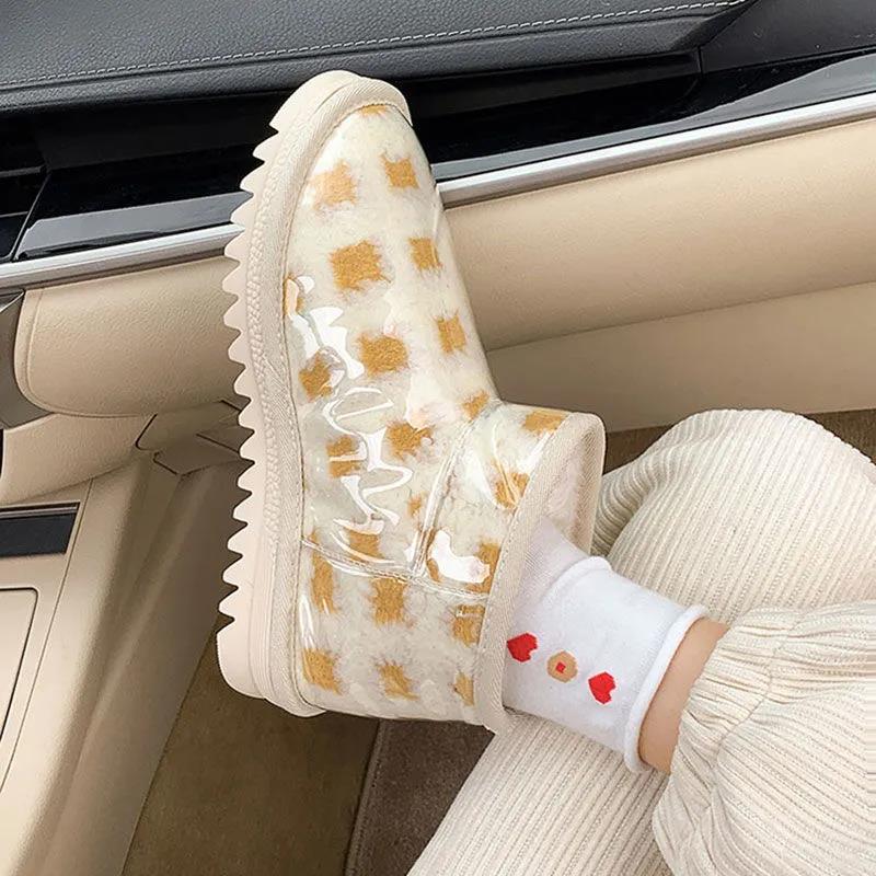 Snow Boots Women's Autumn and Winter Plus Velvet Thick Warm Sponge Cake Net Red All-match Cotton Shoes