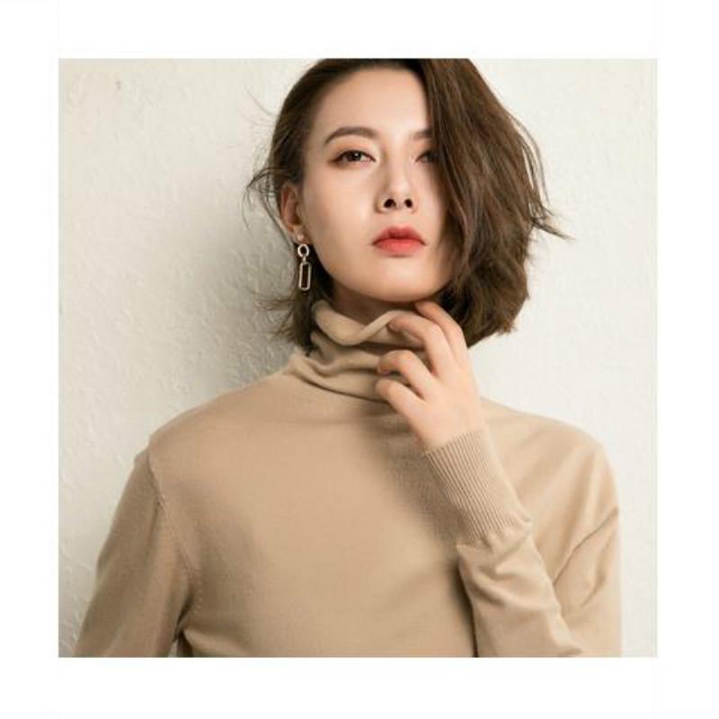 Turtleneck Slim Bottoming Sweater Long Sleeved Autumn Winter Solid Color Sweater Women