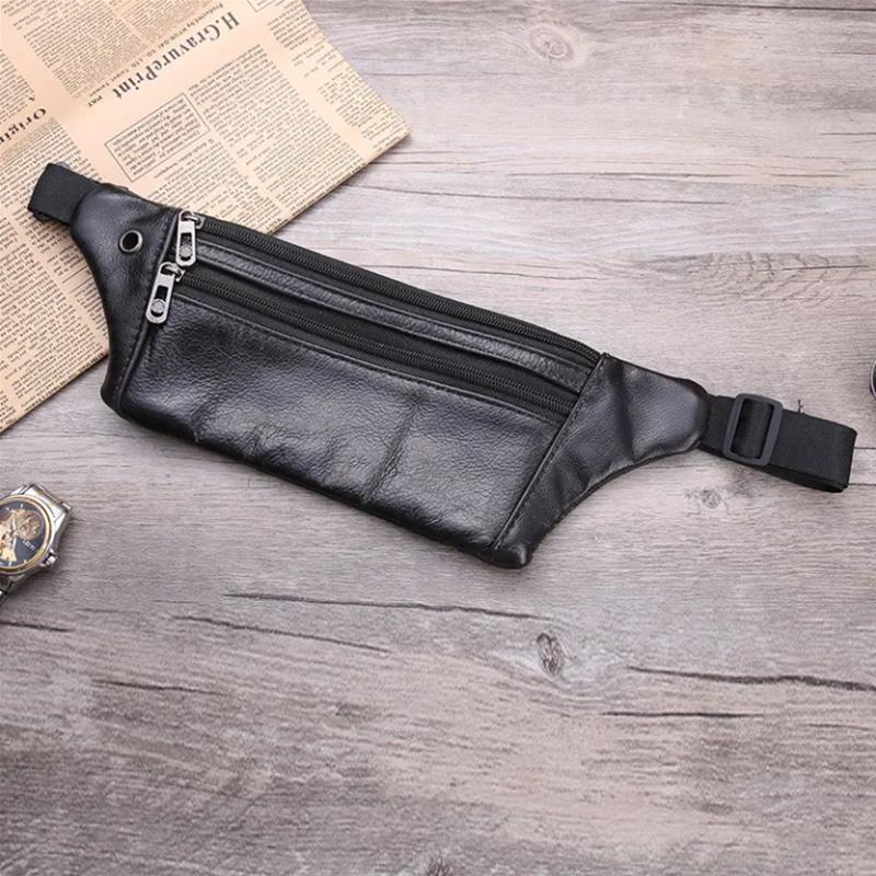 Genuine Leather Waist Bag Men's Messenger Bag Multifunctional Waterproof Mobile Phone Large Capacity Cashier Bag