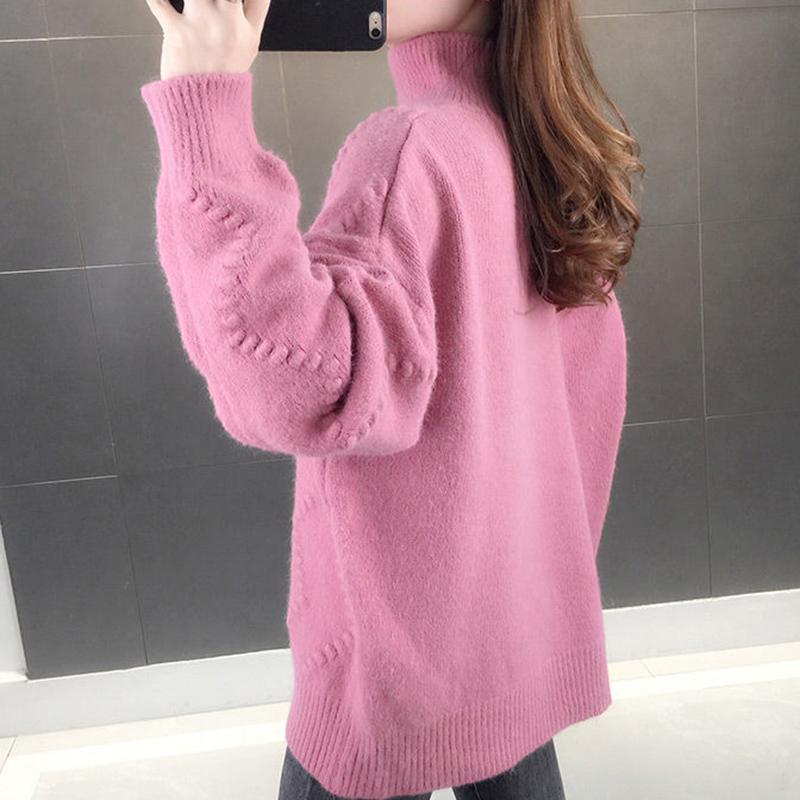Autumn Winter Thick Sweater Women Knitted Ribbed Pullover Sweater Long Sleeve Turtleneck Jumper Soft Warm