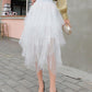 Women Irregular Tulle Skirts Fashion Elastic High Waist Tutu Skirt Pleated Long Skirts Midi Skirt