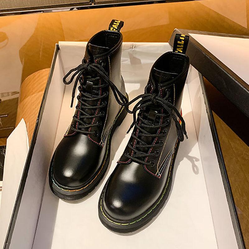 Martin Boots Women British Style Autumn and Winter Black Plush Boots Wild Thick-soled Motorcycle Short Boots Women