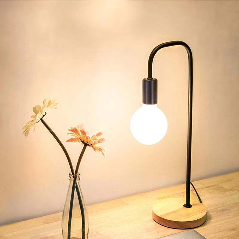 Simple and Creative Log Work and Study Small Table Lamp Modern Literary Personality Bedroom Bedside Lamp