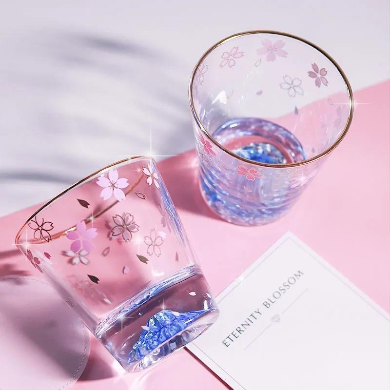 Japanese Mount Fuji Cup Cherry Blossom Couple Glass Net Red Ins Water Cup Creative Girl Heart Pink Cute Cup