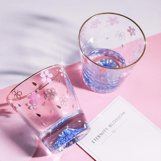 Japanese Mount Fuji Cup Cherry Blossom Couple Glass Net Red Ins Water Cup Creative Girl Heart Pink Cute Cup
