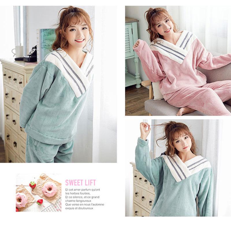 Coral Velvet Pajamas Women's Winter Thickening Plus Velvet Cute Long-sleeved Home Service Suit Autumn and Winter Pineapple Can Be Worn Outside