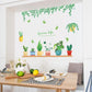 fresh green leaf potted Nordic plant removable summer spring wall sticker