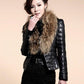 Faux Fur Jacket Short Fox Fur Fur All-in-one Women's Leather Jacket Plus Cotton To Keep Warm Slim Fur Short Jacket