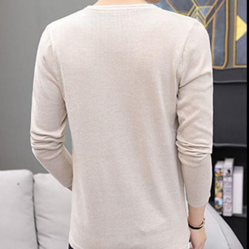 Sweater Men's Round Neck Sweater Pure Color Korean Version of The Trend of Autumn and Winter Warm and Comfortable Bottoming Shirt Slim Fit