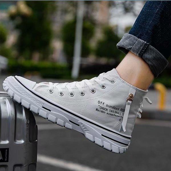 Trending High-top Canvas Shoes Men's Casual Cool Fashion Street Style Shoes Hip Hop Sneakers for Teens
