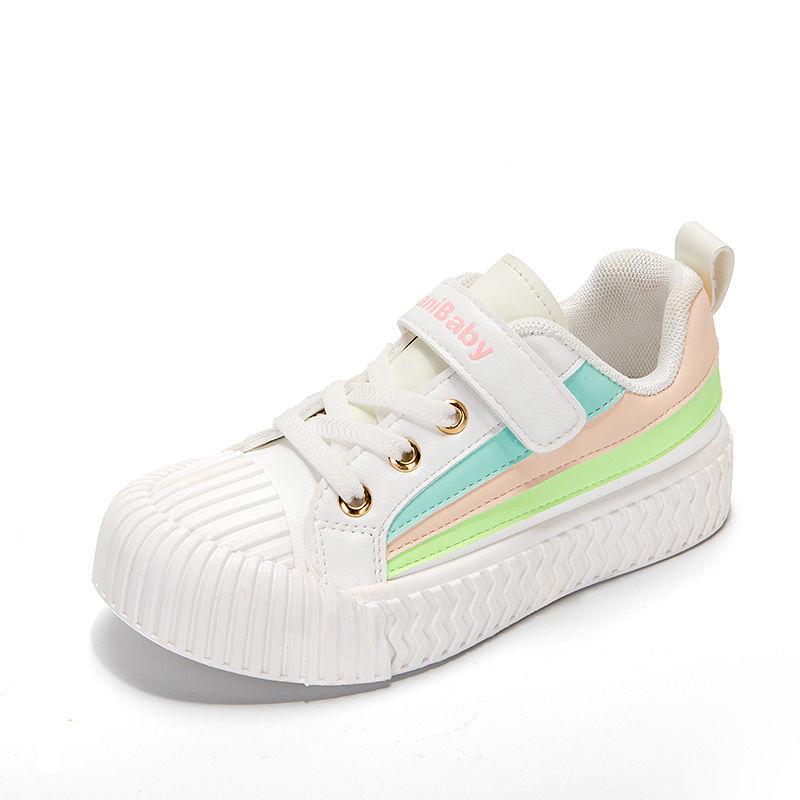 White Shoes Children's Sports Shoes Children Color Shoelace Board Shoes Korean Version Boys and Girls Casual Shoes