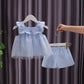 2PCS Children Clothing Set Spring Summer Girls Suits Embroidery Sleeveless Tops + Pants Clothing Set