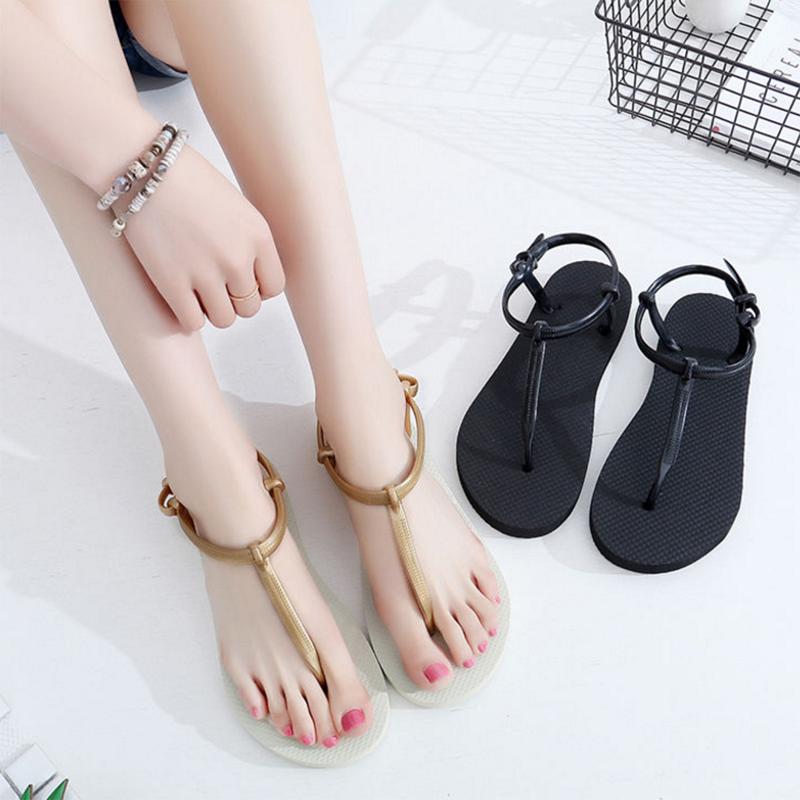 Sandals Women's Summer Flat Korean Flip Flops Student Roman Beach Shoes Fashion Simple Flip Sandals and Slippers Non-slip