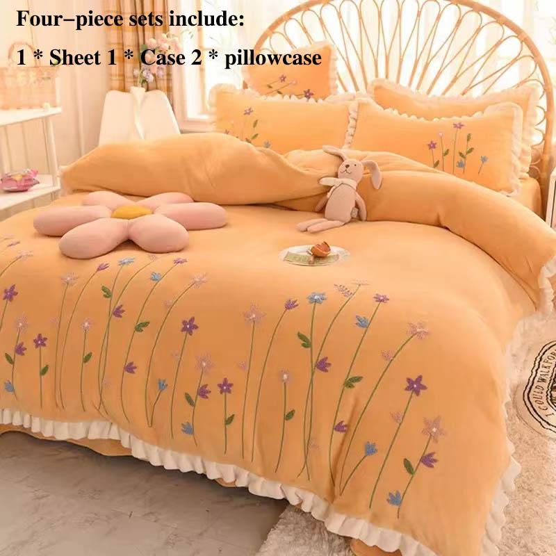 Milk Velvet Four-piece Autumn and Winter Thick Warm Double-sided Velvet Bed Single