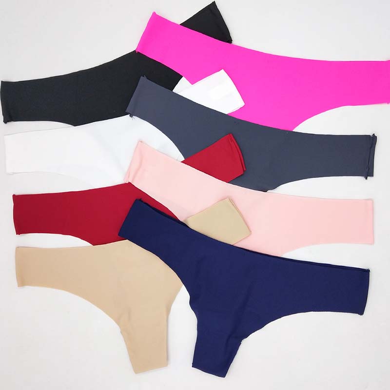 6 Pieces/set of Ice Silk Seamless T-shaped Panties Feminine Fashion Large Size Wide Belt Pure Color Panties