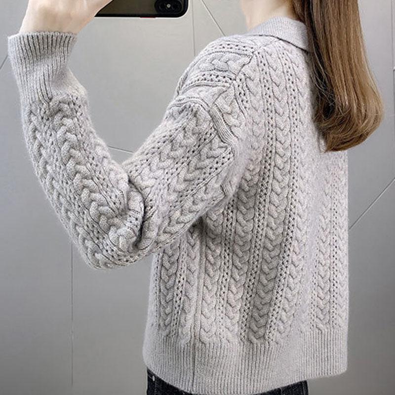 Autumn and Winter Solid Color Cardigan Jacket Knitted Loose Long-sleeved Tops Fashion Simple Women's Sweater