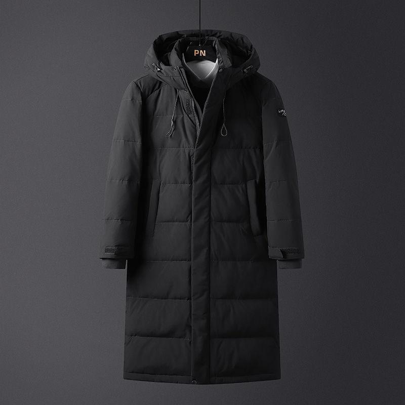 Winter Down Jacket Men's Mid-length Hooded Jacket Over-the-knee Korean Style Loose Thick Couple Winter Jacket Trend