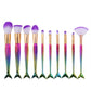 Brush 10pcs Mermaid Tail Power Foundation Makeup Brushes Set Plaid Case Bag Portable Travel