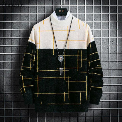 Warm Sweater Men Winter Knitted Pullover Casual Faux Mink Long Sleeve Thicken Harajuku Sweater