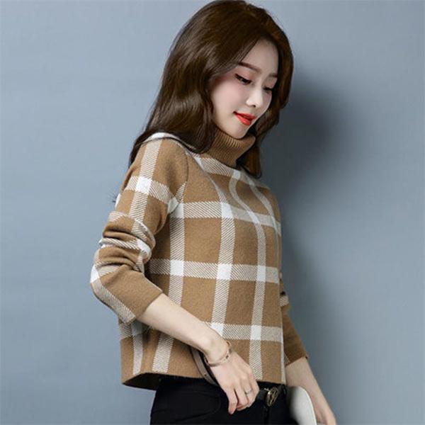 Autumn and Winter High-neck Short Sweater Fashion Korean High-waist Blouse Pullover Loose Plus Size Women's Sweater