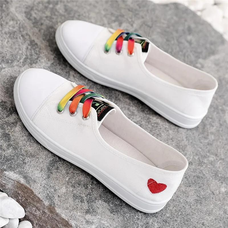 Spring and Summer Embroidered Breathable Canvas Shoes Women's Plus Size All-match Casual Flat Shoes