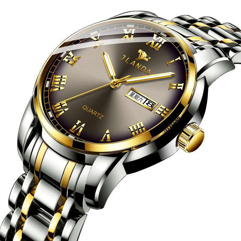 Men Mechanical Watch Skeleton Stainless Steel Golden Case Clock Luxury Watch