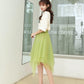 Women Spring Summer Skirt Vintage Irregular Fairy Gauze Skirt Elegant Slim Versatile Mid-length High Waist A-line Pleated Skirt