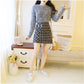 Fashion Sweater Suit Women Autumn and Winter Mohair Knit Sweater Top and Short Plaid Woolen Skirt Two-piece Suit