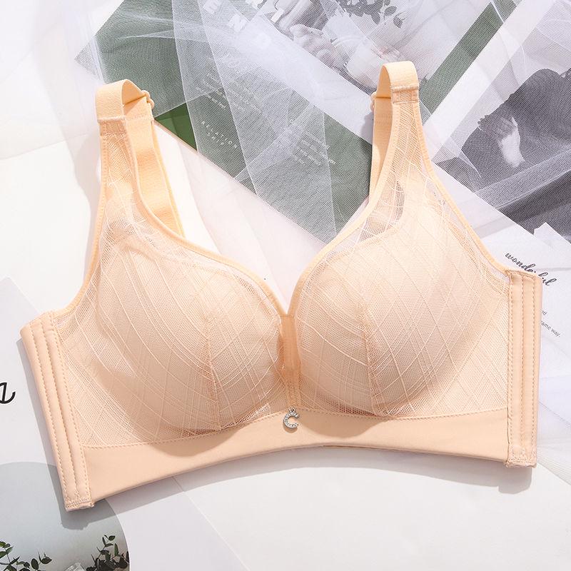 Simple Natural 3/4 Cup No Steel Ring Chest Bow Gathers Seamless Bra Skin Soft and Underwear