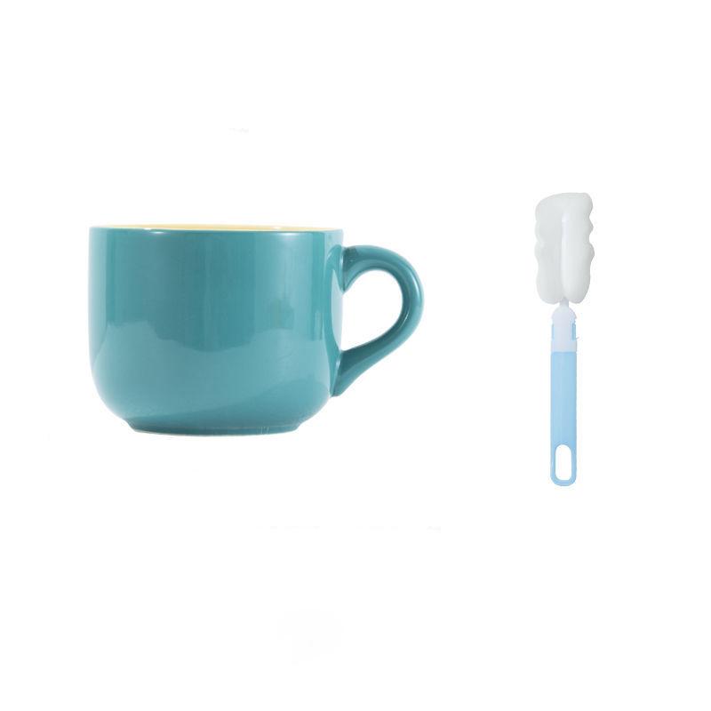 Mark Cup with Lid and Spoon Milk Cup Home Breakfast Cup Men's Water Cup Female Couple Cup Ins