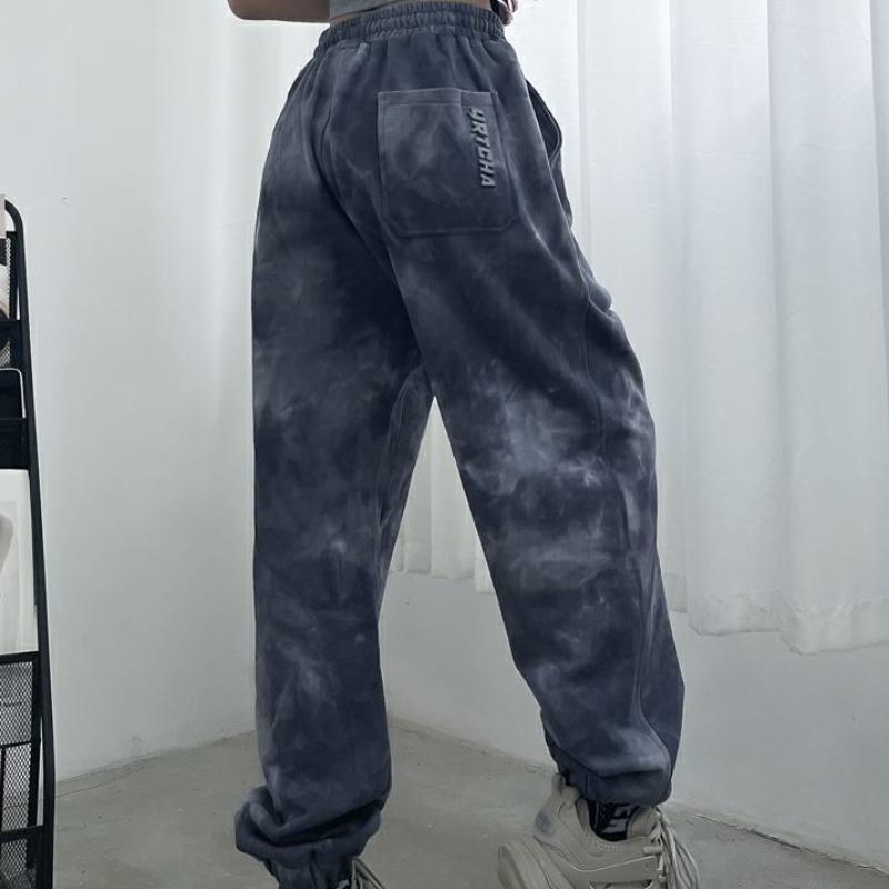 Summer Extra-large Wide-leg Pants Loose Slim Straight-leg Pants European and American Style Tie-dye Casual Sports Pants