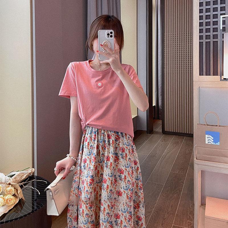 Sweet Tea Girl Chiffon Floral Sling Dress Summer Vacation Style Long Gentle Style Dress