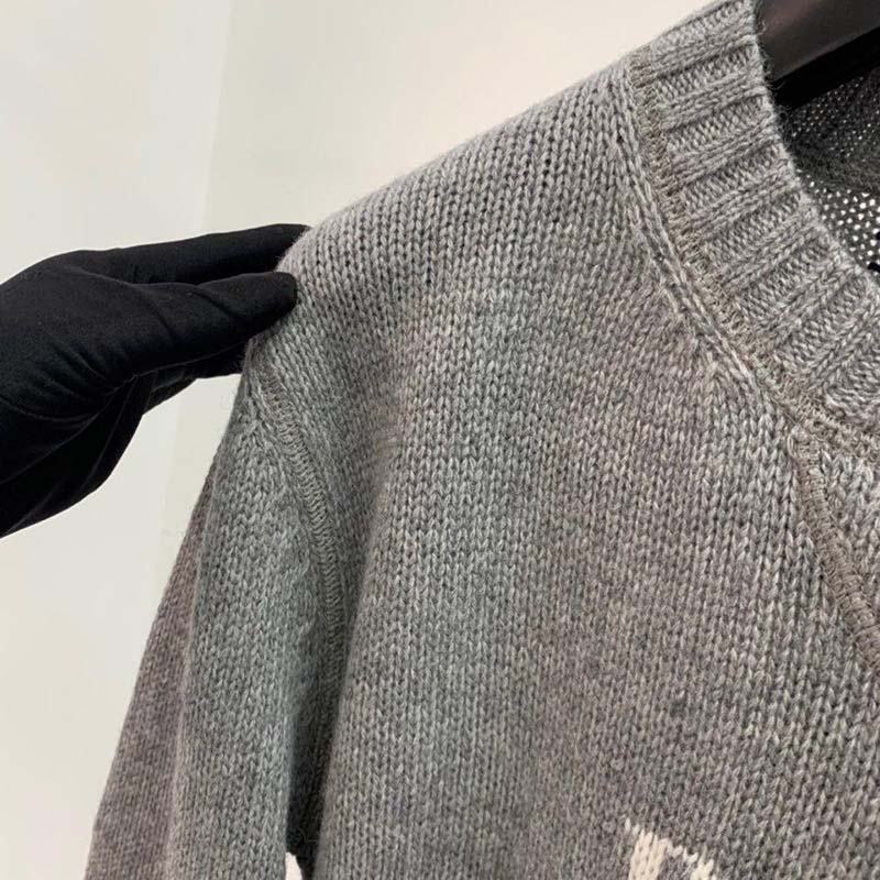 Autumn and Winter Letter Jacquard Loose Round Neck Casual Short Cardigan Women's Sweater
