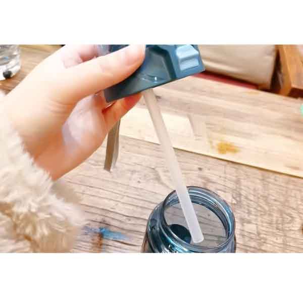 Water Cup Unisex Simple Plastic Cup with Straw Large Capacity Portable Fitness Anti-fall Cup