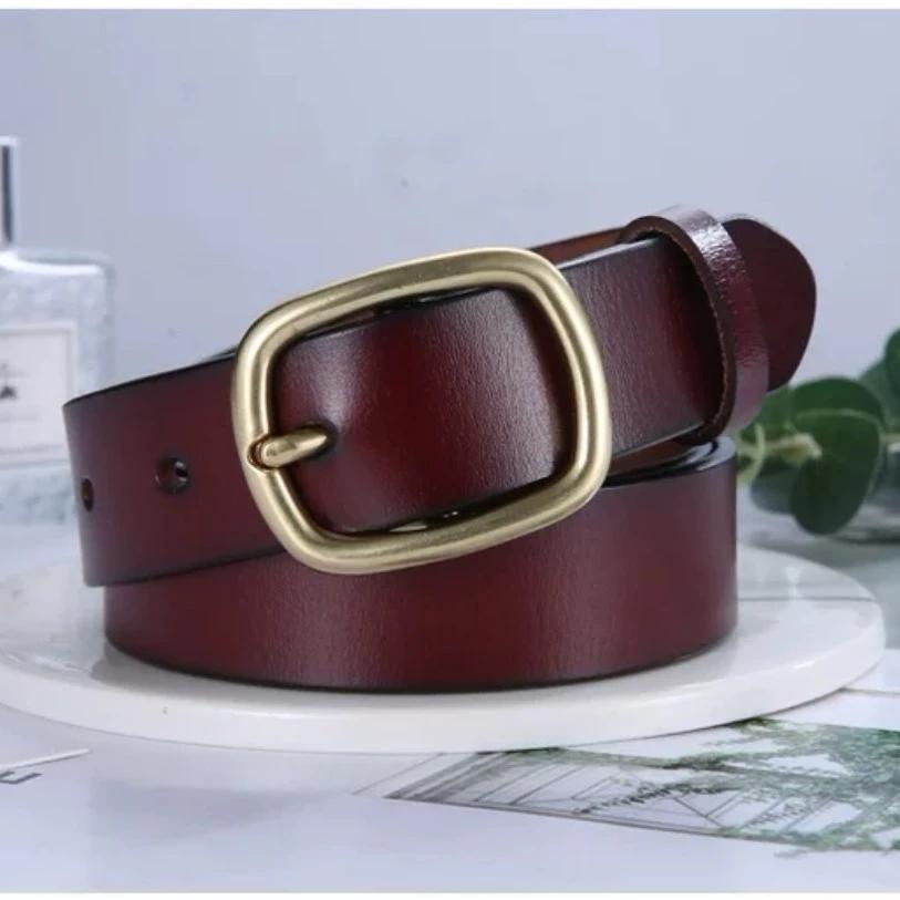 Ladies belt cowhide black belt leather belt student jeans decoration belt girl white belt