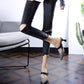 Spring/Summer Houndstooth Pointed Toe Shoes Wine Glass Heel Belt Buckle Slippers Female Korean Mid-heel Single Shoes