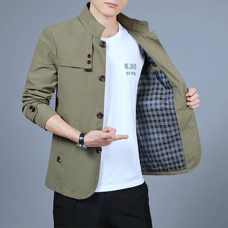 Autumn Men's Jackets Casual Coats Solid Color Mens Brand Clothing Stand Collar Male Bomber Jackets
