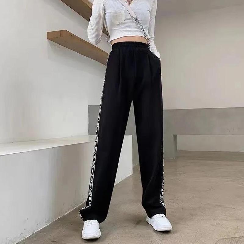 High Street Wide Leg Pants Women Summer Thin Sports Pants Women Loose and Thin High Waist Straight Trousers Women